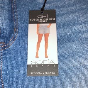 Super cute Sofia Vergara Blue denim shorts Size 14 Brand new with tags on